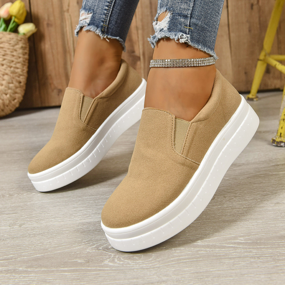 Round-toe Thick Platform Sole Women's Flats