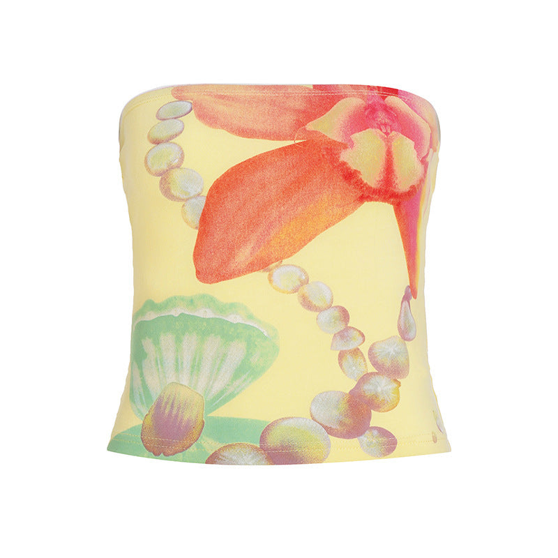 Girl's Younger Island Shell Flower Tube Top Vest
