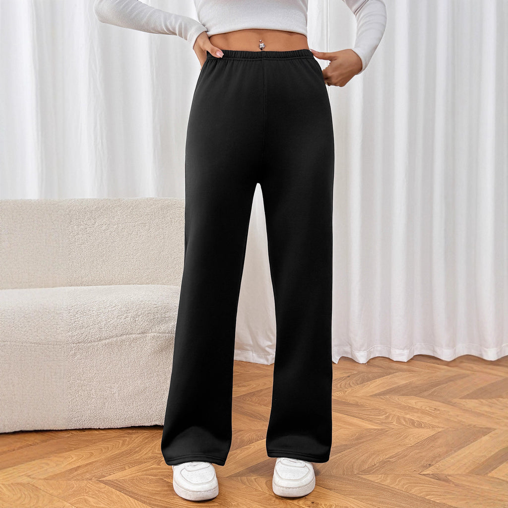 Lamb White Velvet Wide Leg Warm-keeping Pants Female Winter Plus Velvet Thickened Casual
