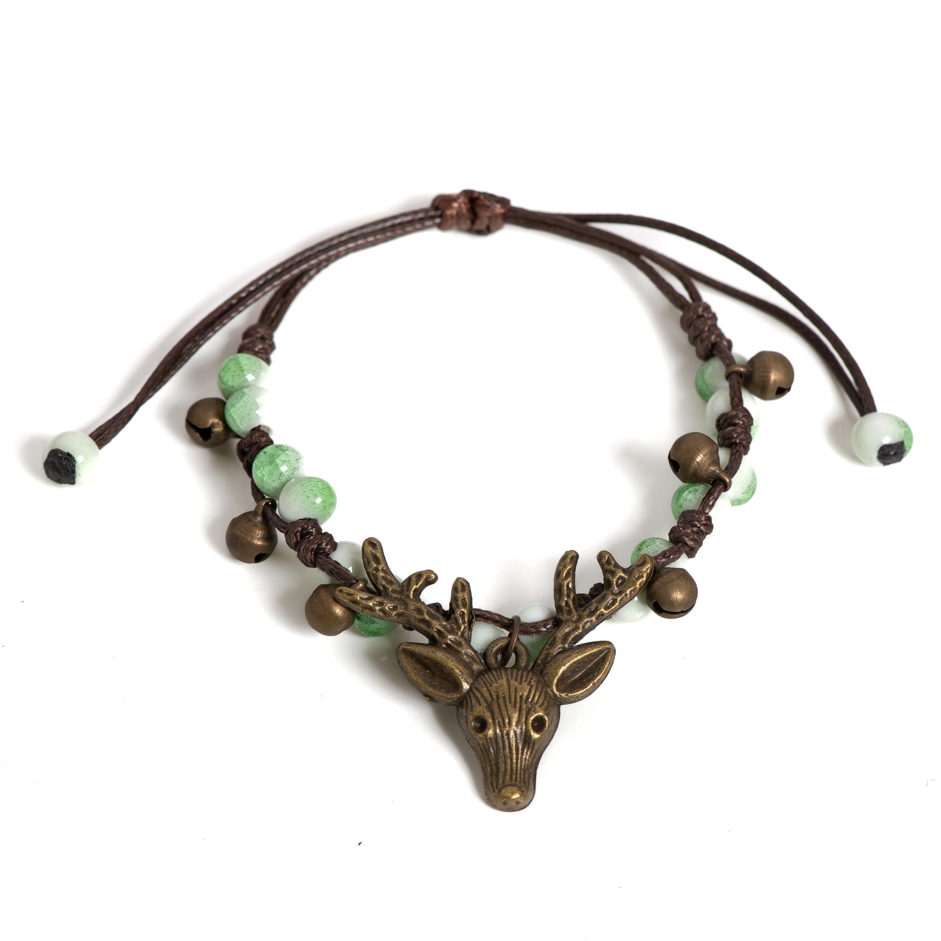 Forest-themed Vintage Pure Copper Bell Bracelet Minimalist Ceramic