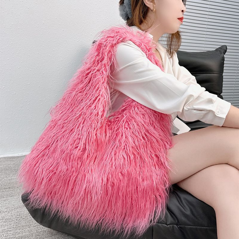 New Large Capacity Totes  Fur Plush Bag
