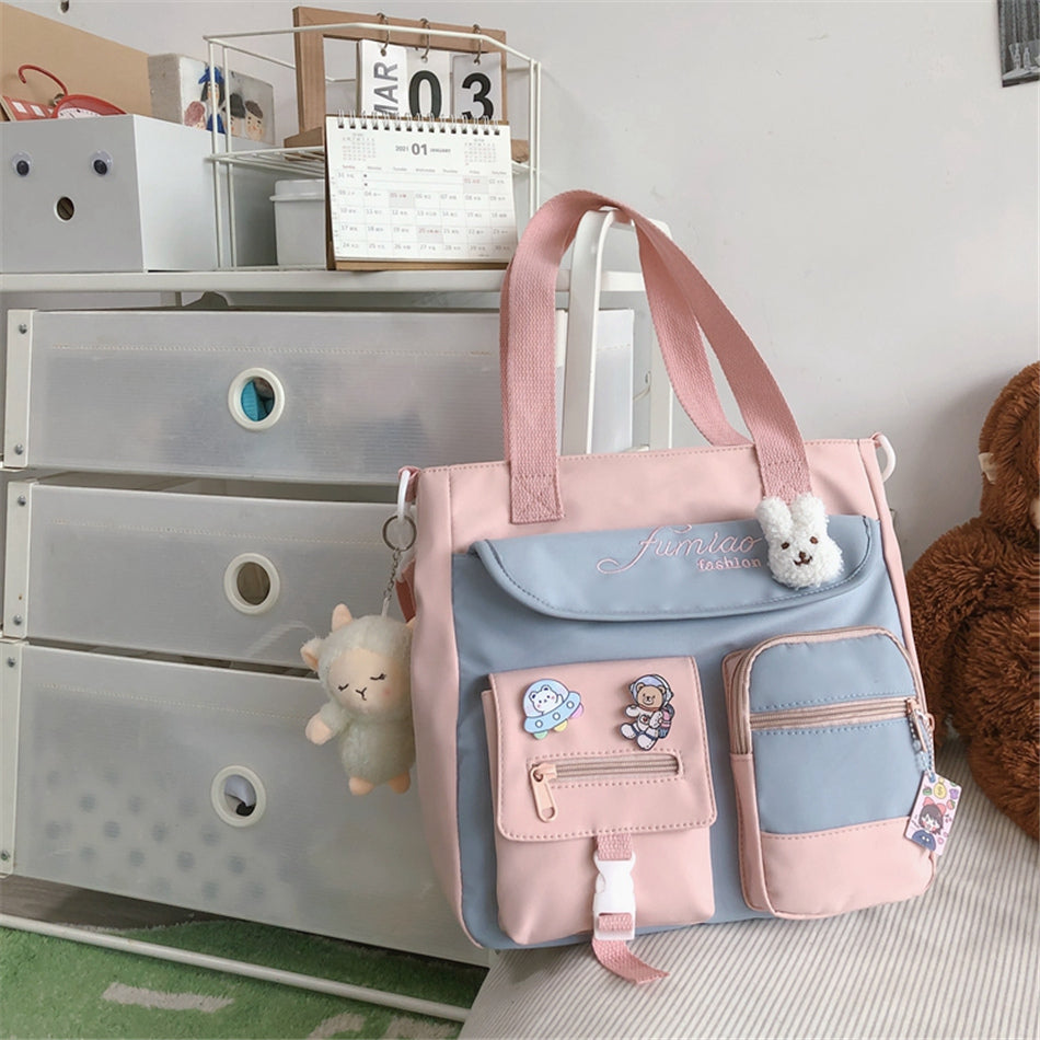 Primary School Students' Cram Bag Canvas Shoulder Messenger Bag