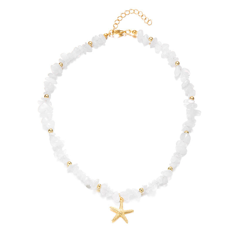 Small Gravel Starfish Pendant Necklace Choker Europe And America