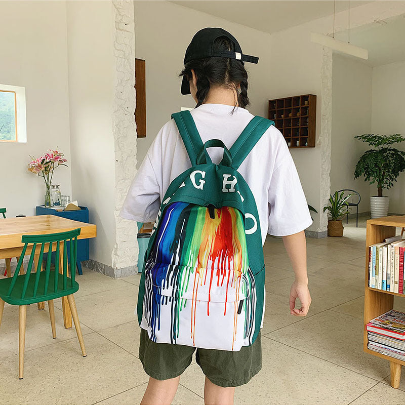 Rainbow Backpack Homosexual School Bag Canvas Back
