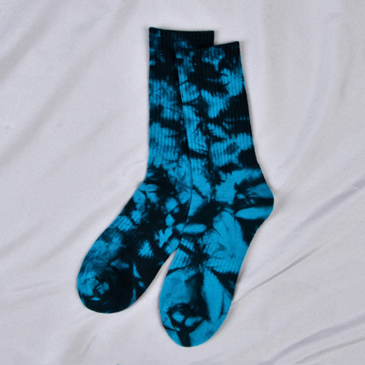 Tie-dye Socks For Men And Women In The Middle Tube High Top Street