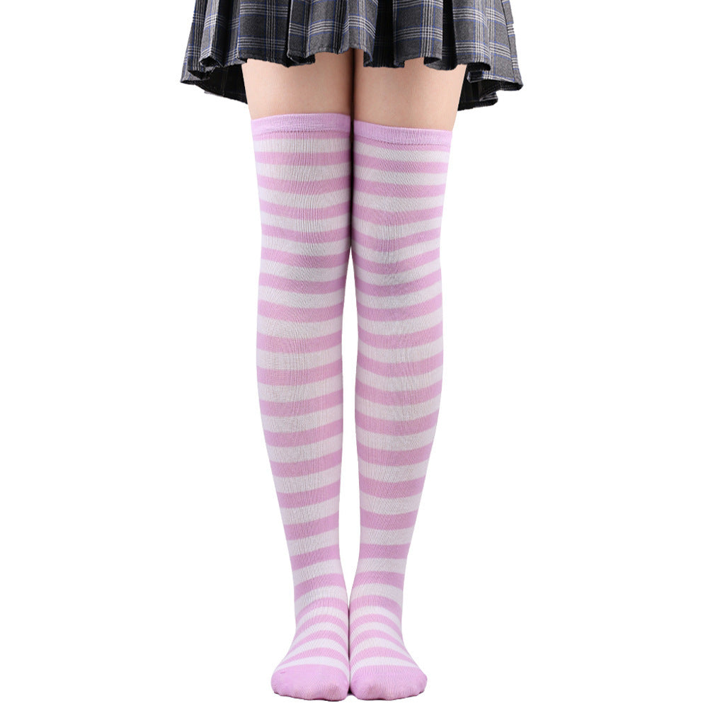 Striped Socks Hold-ups Women Over The Knee Halloween