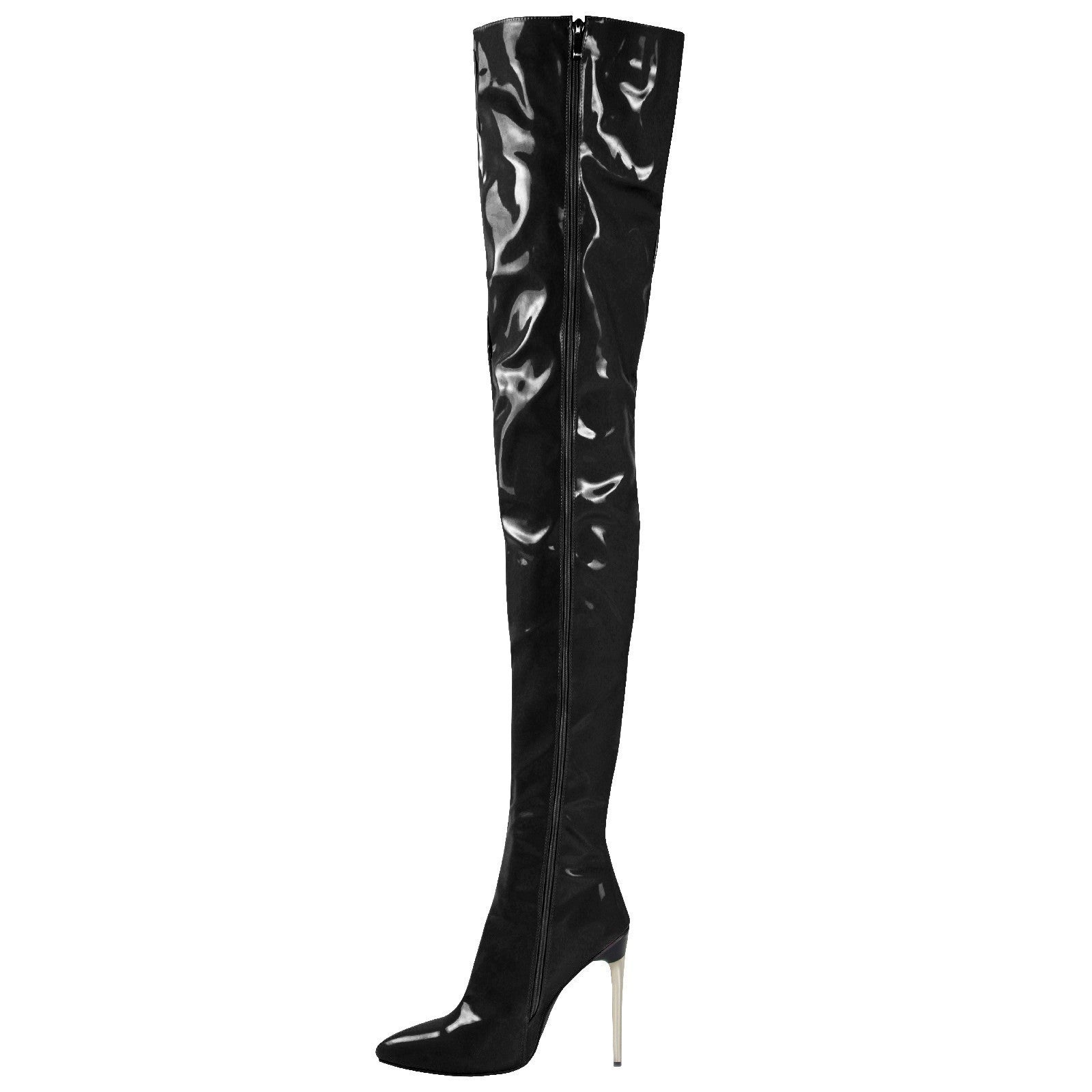 Lady's Plus-size Over-the-knee Fashion Boots With Metal Heels