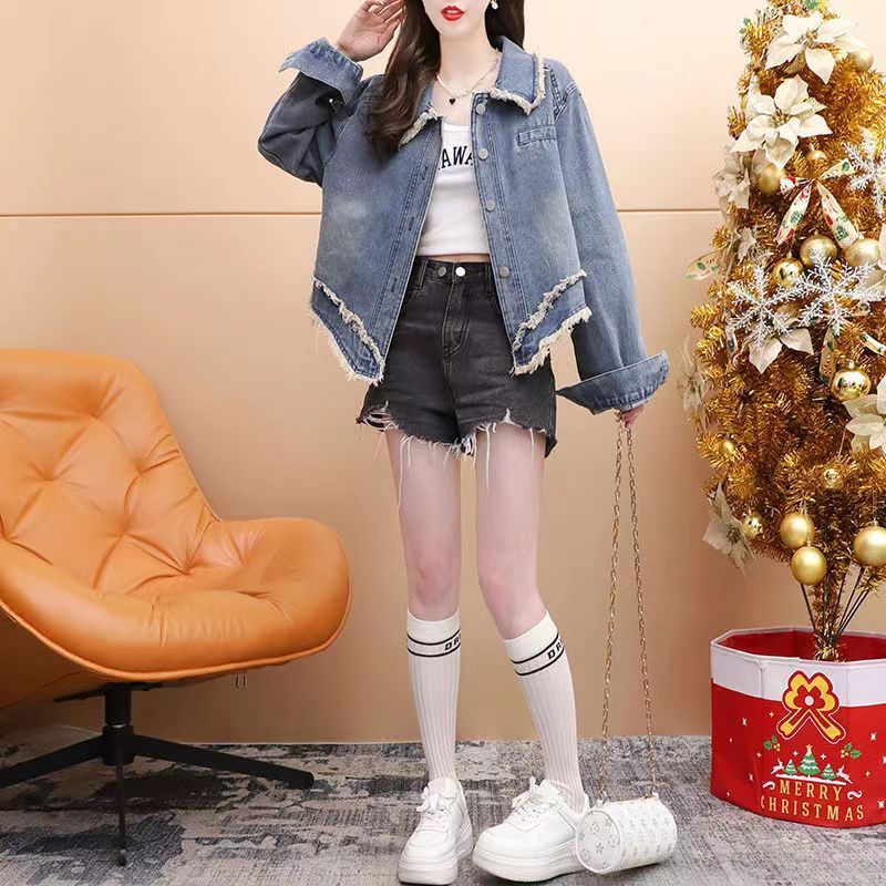Short Petite Denim Jacket For Women Spring And Autumn
