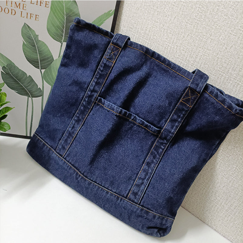 Japanese Simple Retro Denim Blue Canvas Bag