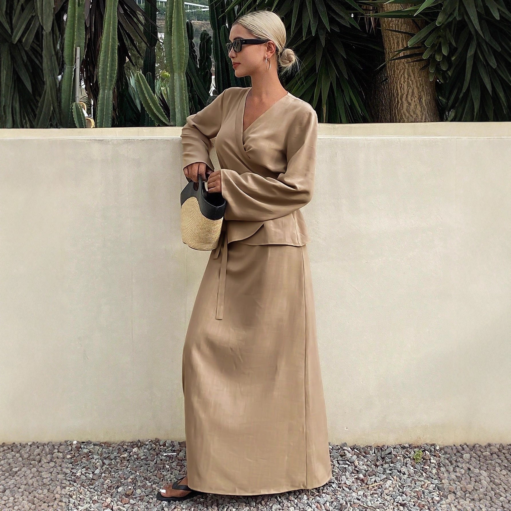 New Women's Casual Asymmetrical Lace-up Skirt Suit