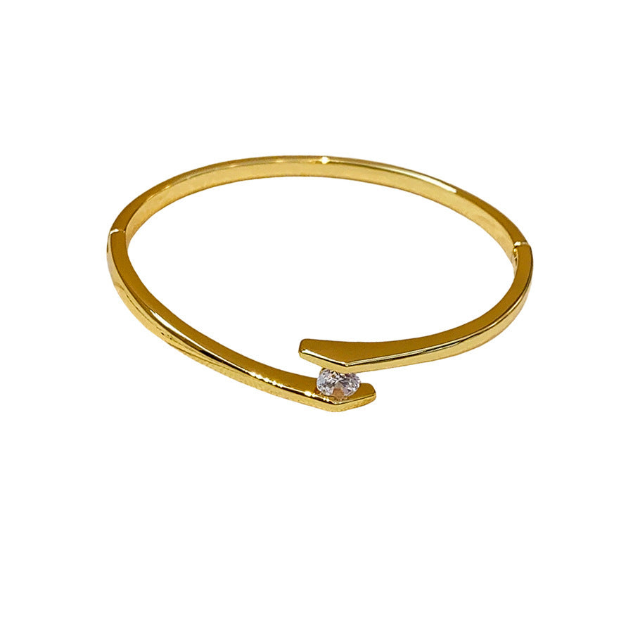 Light Luxury Niche High-end Genuine Gold-plated Zirconia Round Bracelet For Women