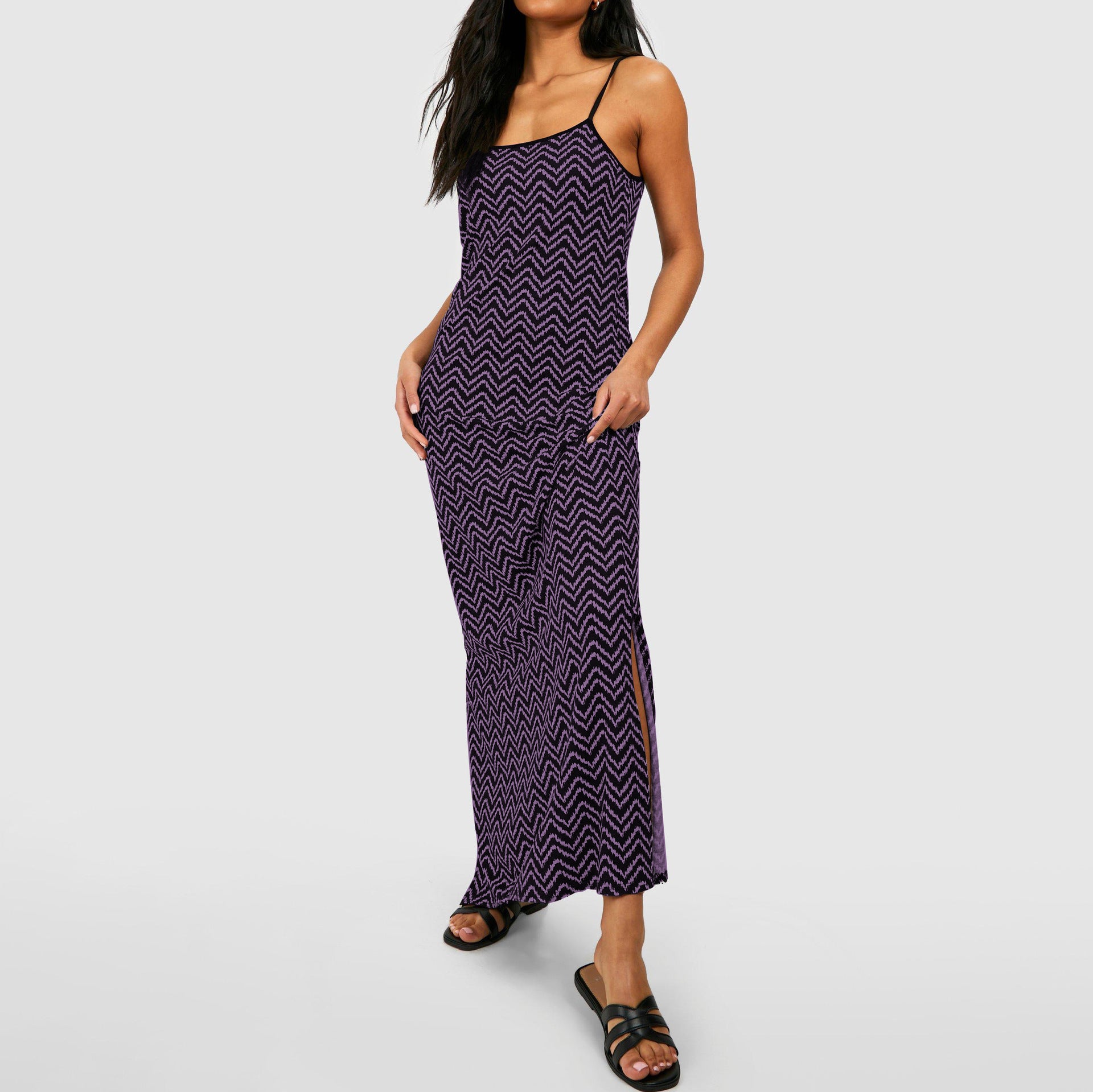 Women's Dress With Sexy Split And Straps