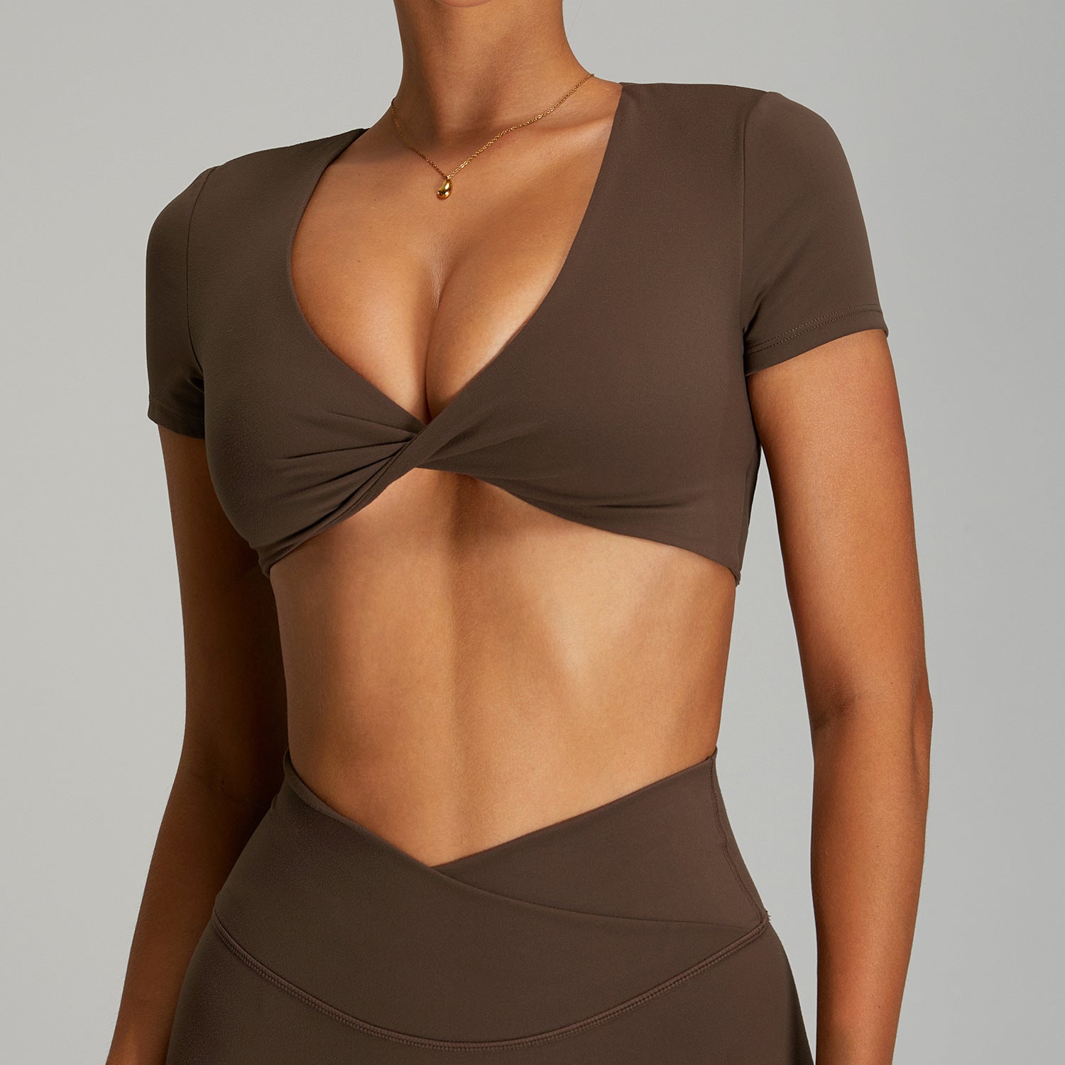 European And American Quick-drying Backless Women's Sexy Yoga Short Sleeve