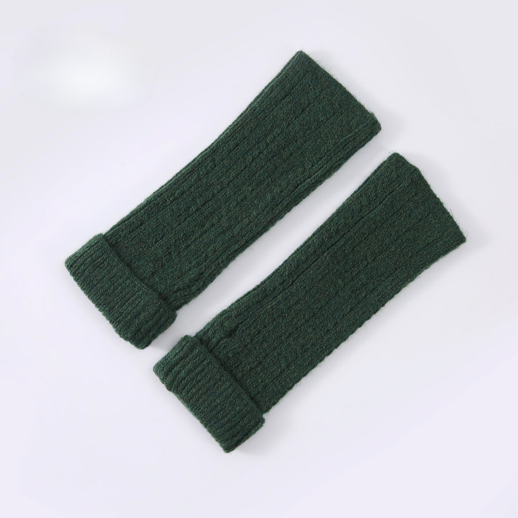 Knitted Fingerless Wool-blend Thermal Knit Gloves
