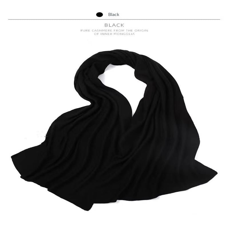 Pure Wool Scarf Relaxed And Slouchy Knitted Neck Warmer Solid-color Cashmere Shawl For Warmth And Neck Protection