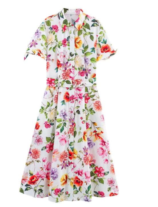 Stylish And Gentle Floral Belt Dress