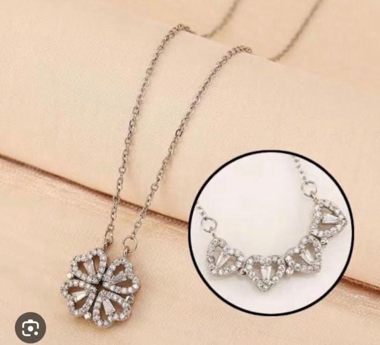 Stainless Steel Zircon Stone Opening Clover Necklace