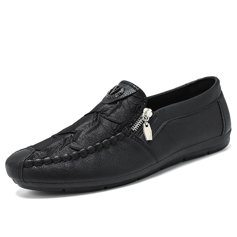Vintage Zipper Casual Leather Shoes