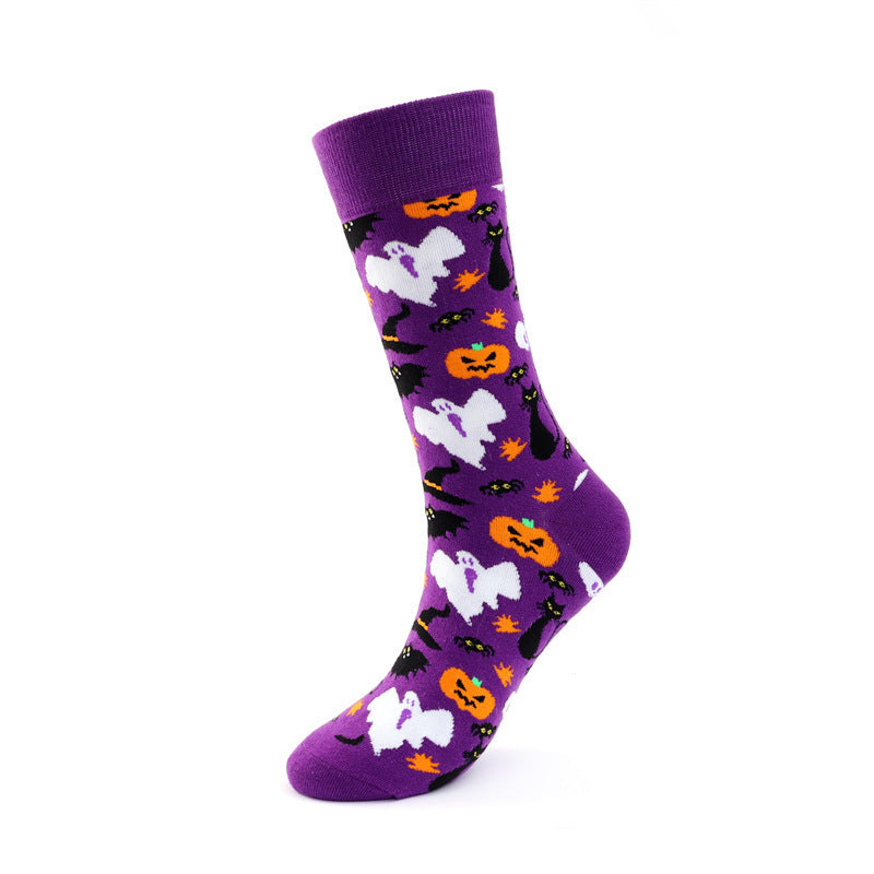 Personalized Cotton Socks Men And Women Halloween Pumpkin Skull Cartoon Tube Socks Trendy Long Athletic Socks