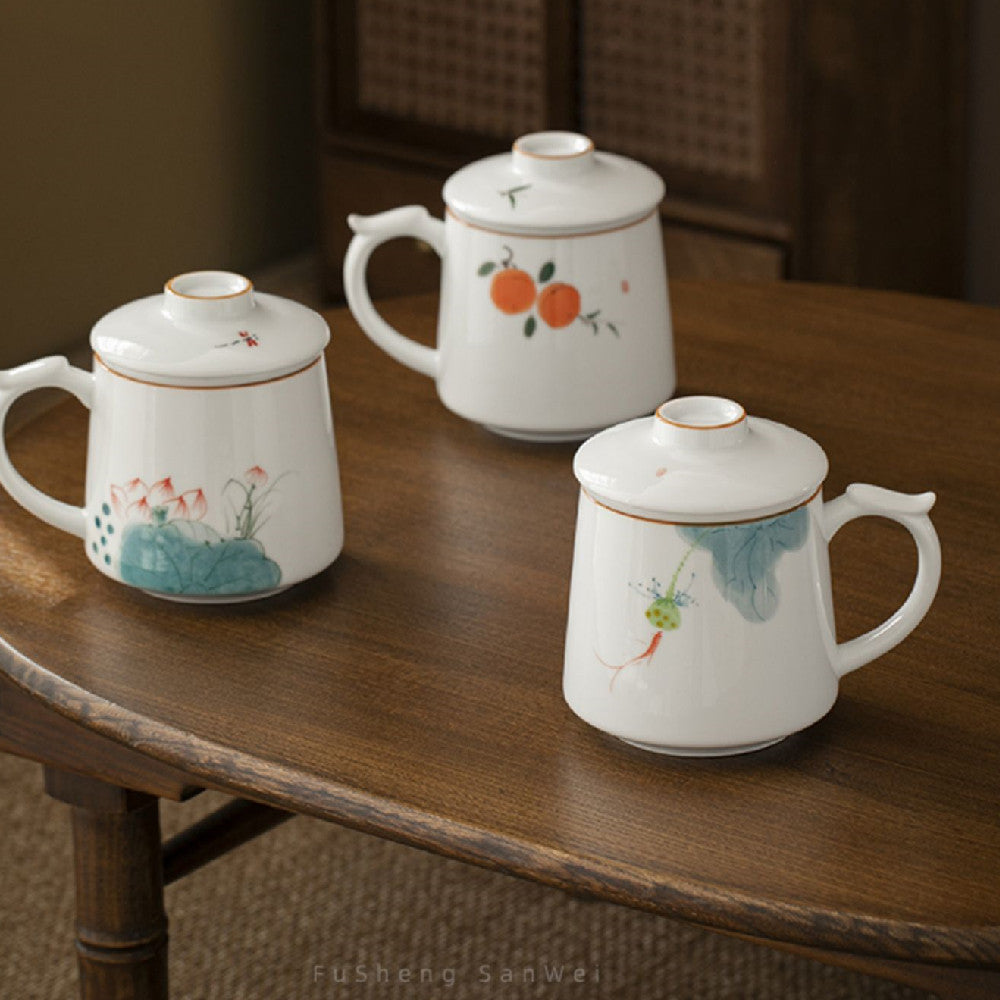 Hand Painted Ceramic Large-capacity Water Cup