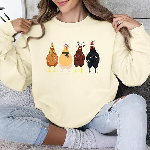 Chicken Sweatshirt Farm Animal Pullover Hoodie Cotton