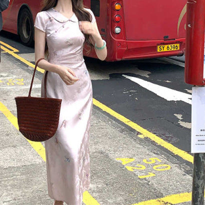 Women's Retro Casual Elegant Jacquard Cheongsam Dress