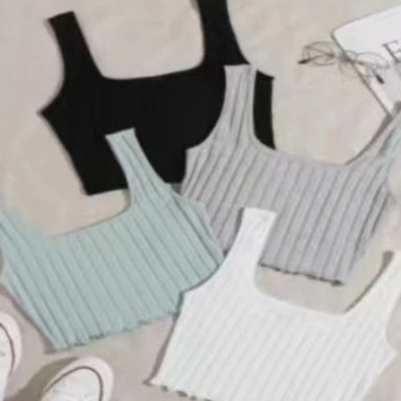 Rib Fabric Home Vest Can Be Worn Outside Four-piece Set