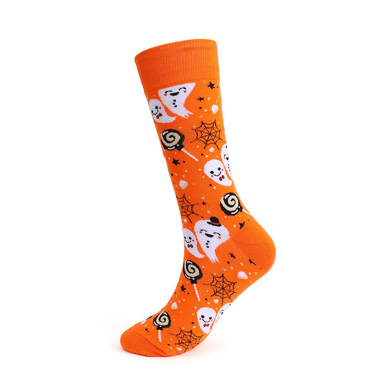 Personalized Cotton Socks Men And Women Halloween Pumpkin Skull Cartoon Tube Socks Trendy Long Athletic Socks