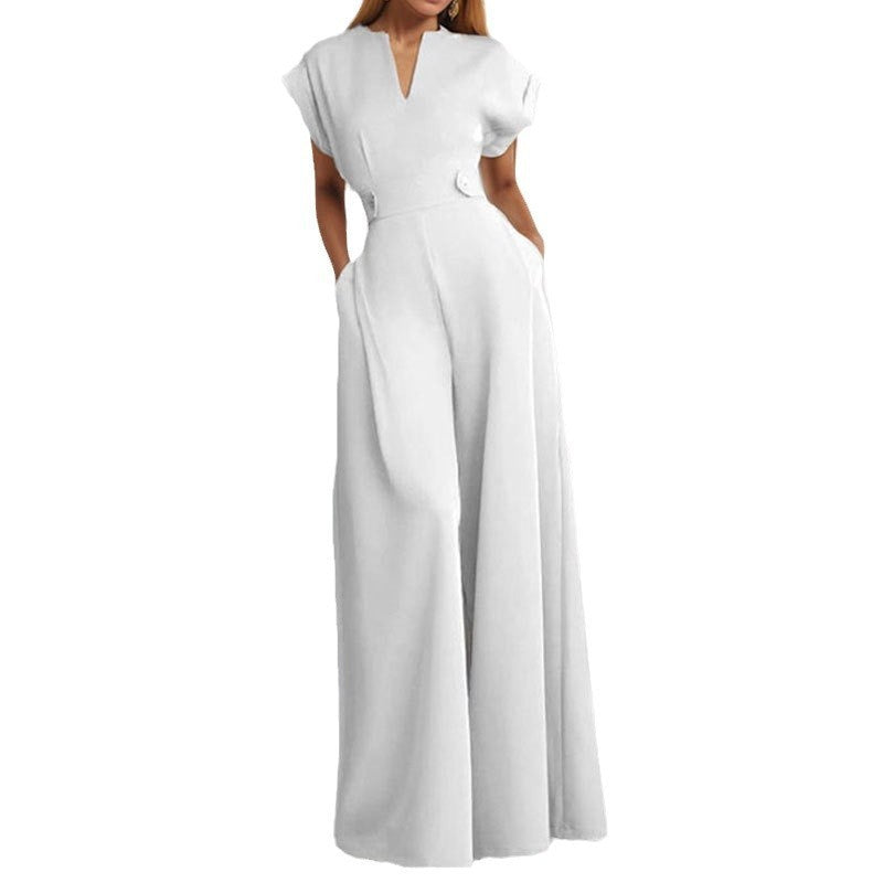 Graceful And Fashionable Solid Color High Waist Wide Leg Pants