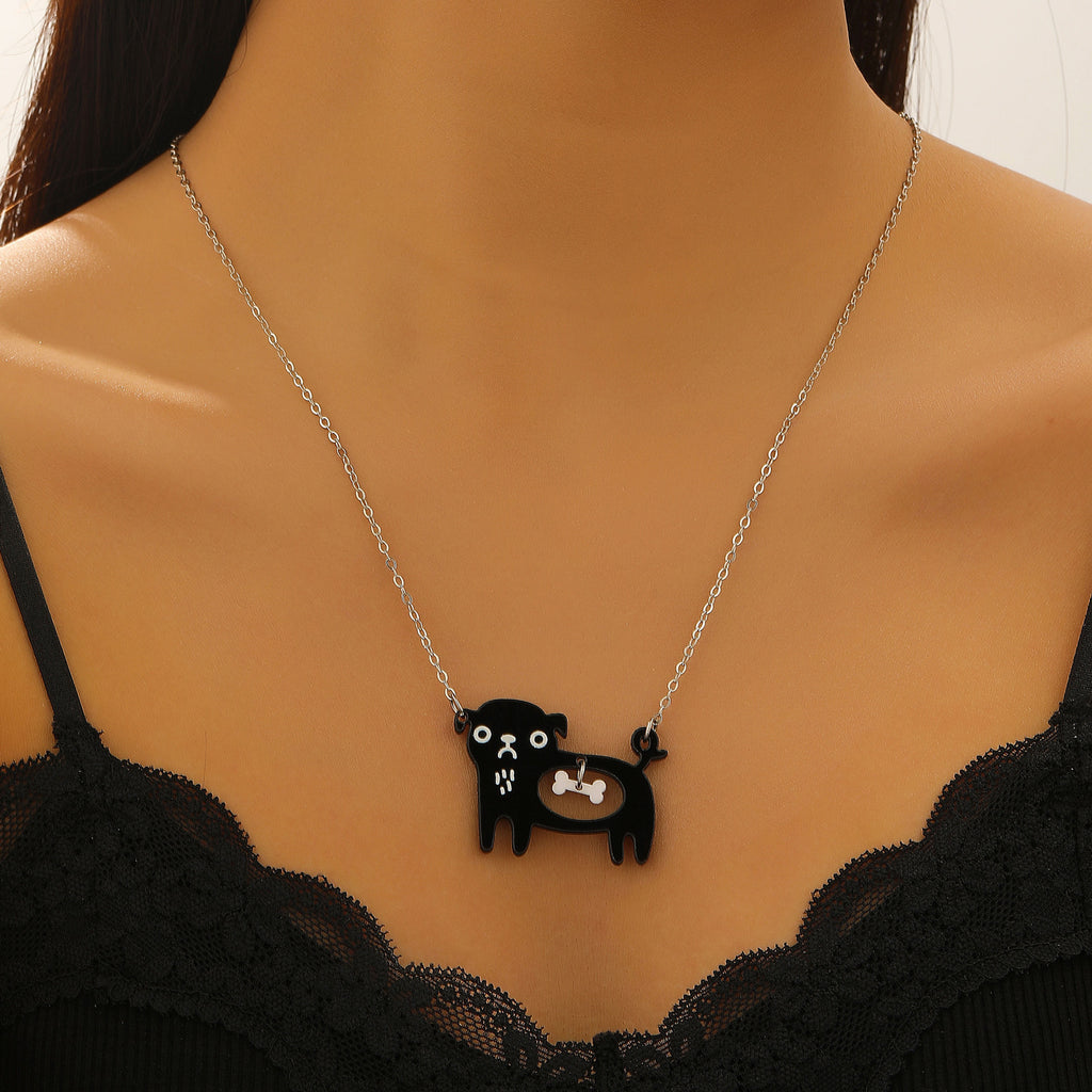 Cute Dog Cat Cartoon Necklace Ins Creative Collarbone Chain