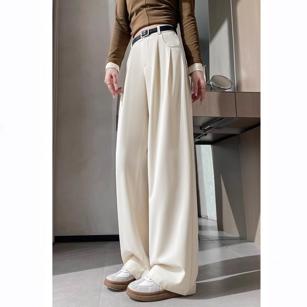 SpringAutumn New High-end Loose Straight-leg Pants That Hide Hips And Slim