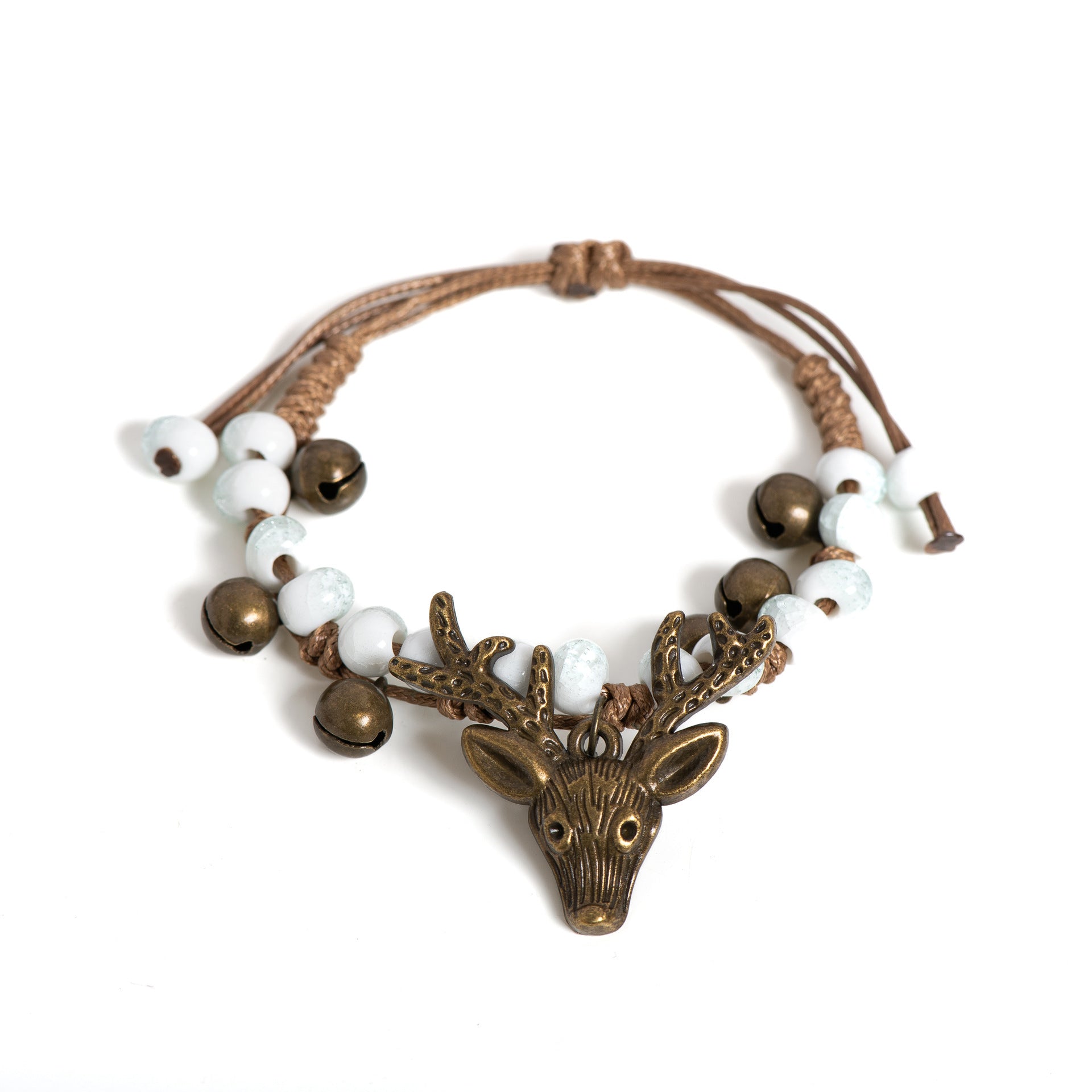 Forest-themed Vintage Pure Copper Bell Bracelet Minimalist Ceramic