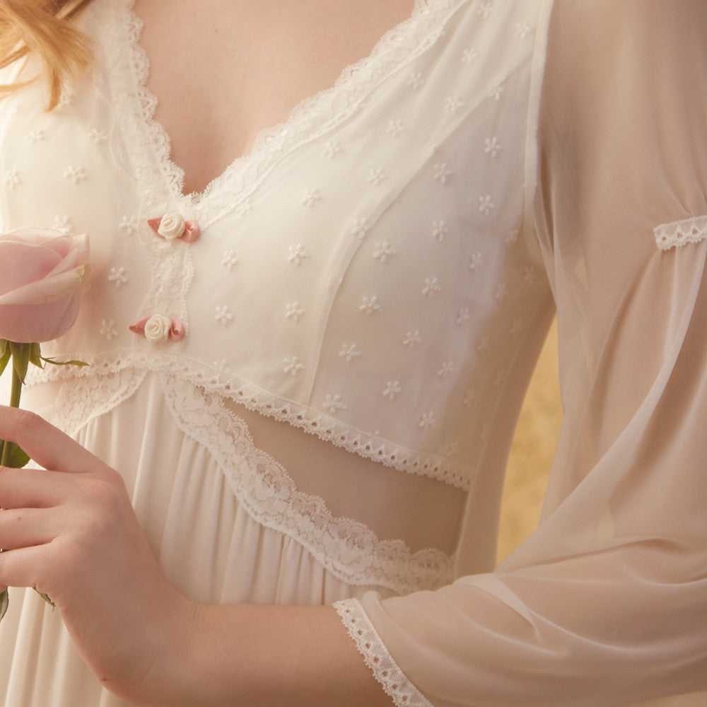 Pure Wind Long Sleeve Lace Pajamas