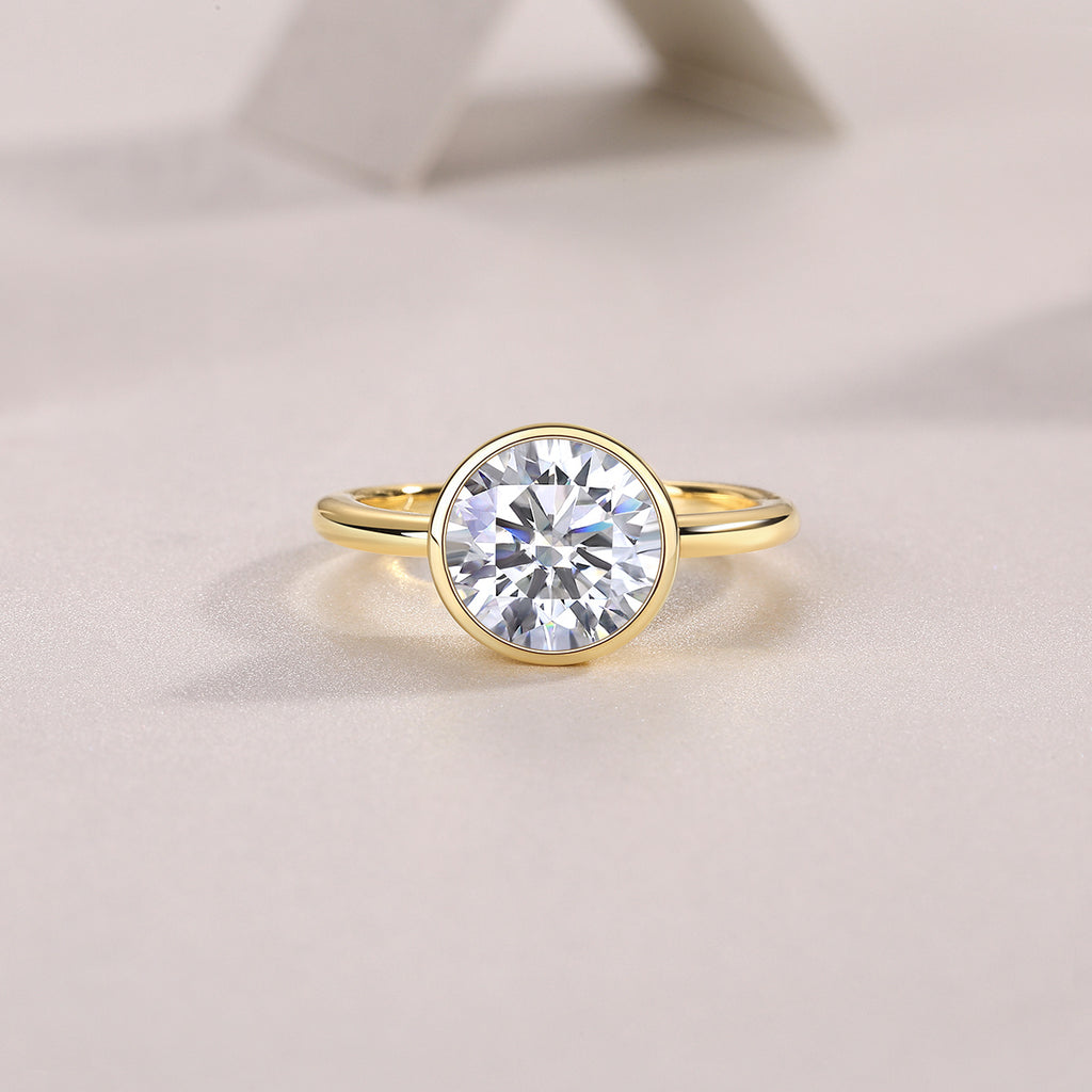 Time Foam - A Diamond Wedding Ring Set With Top-quality Round Moissanite S925 In Silver And Gold-plated. The Ring Can Be Inspected With A Diamond Pen