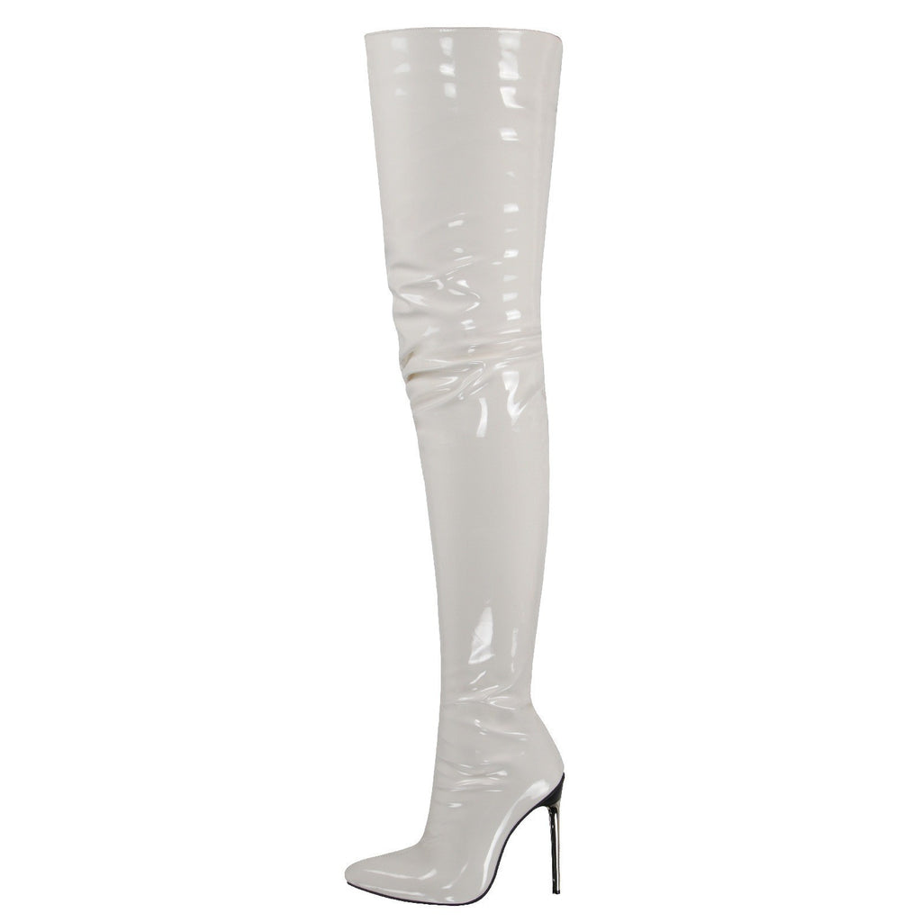 Lady's Plus-size Over-the-knee Fashion Boots With Metal Heels