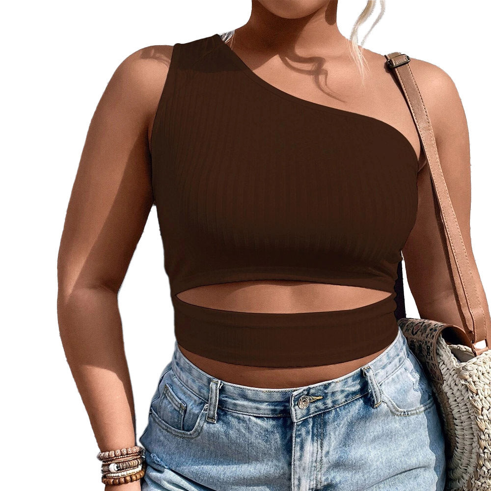 Women's Fashion Versatile Off-Shoulder Short Knitted Vest Crop Top