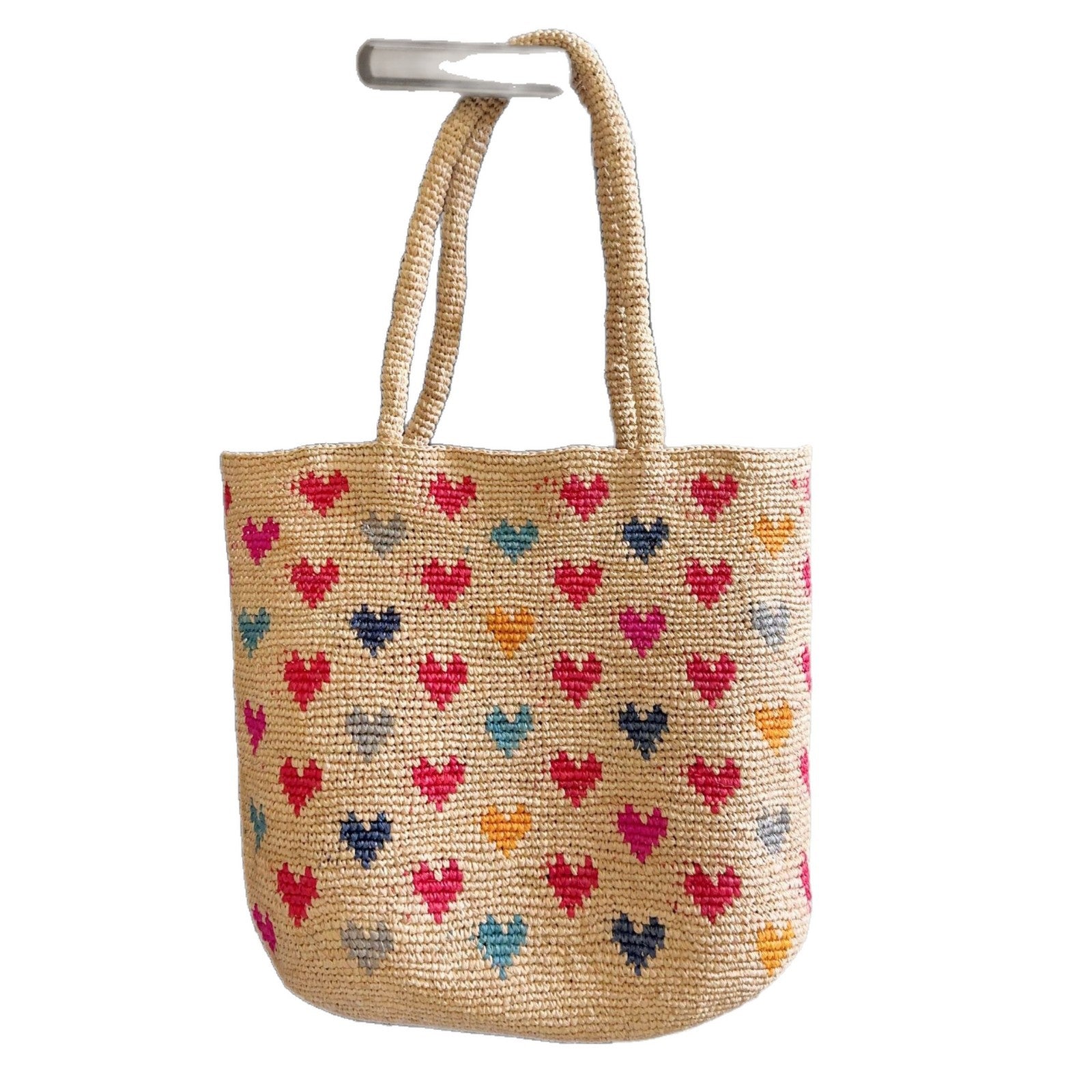 High Quality Raffia Love Embroidery Woven Bag Women