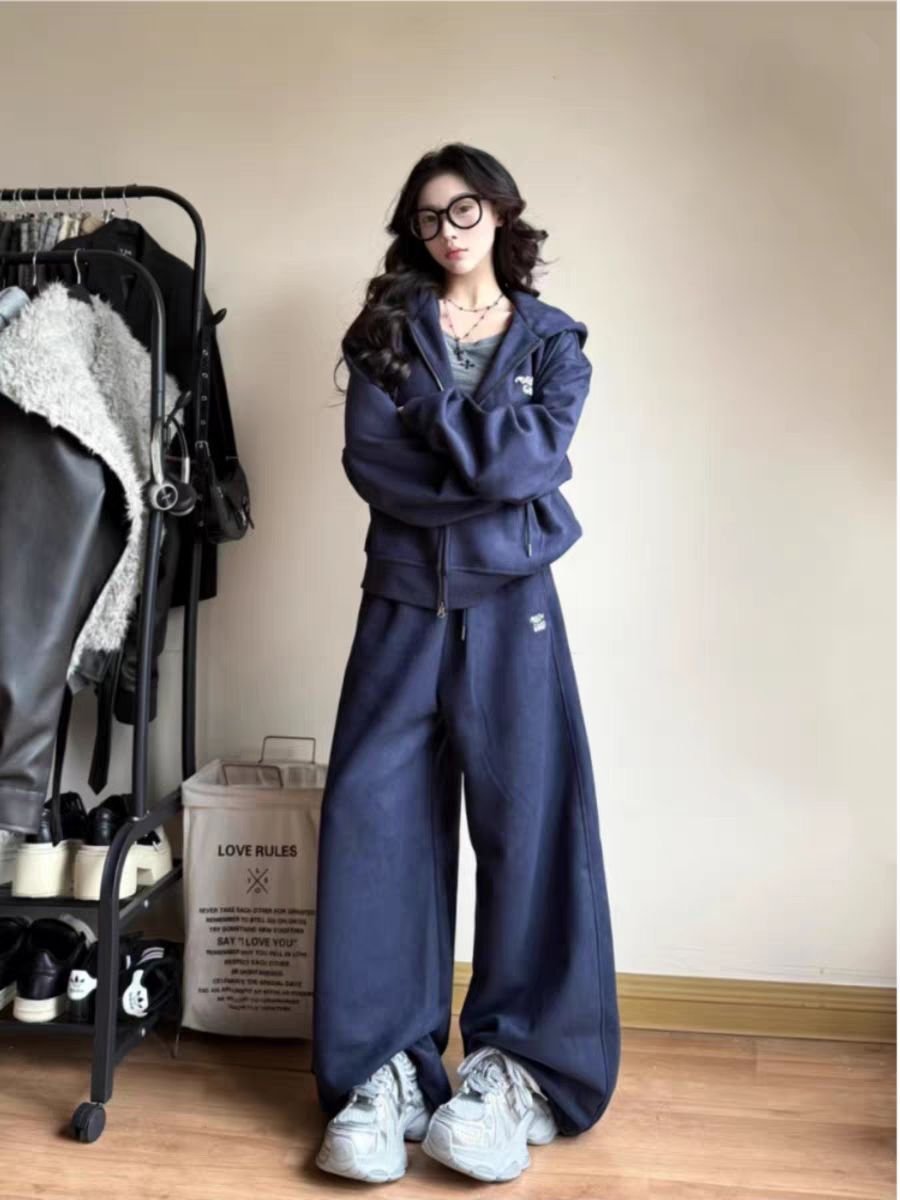 Hooded Cardigan Top Chic Casual Sportswear Set