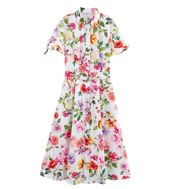 Stylish And Gentle Floral Belt Dress