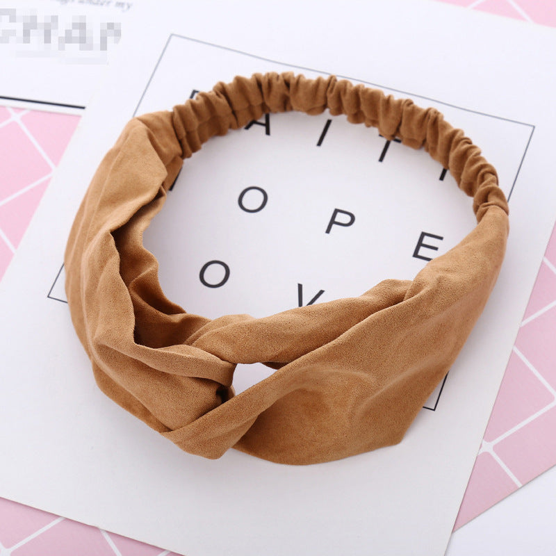 Vintage Cross Knot Suede Headband