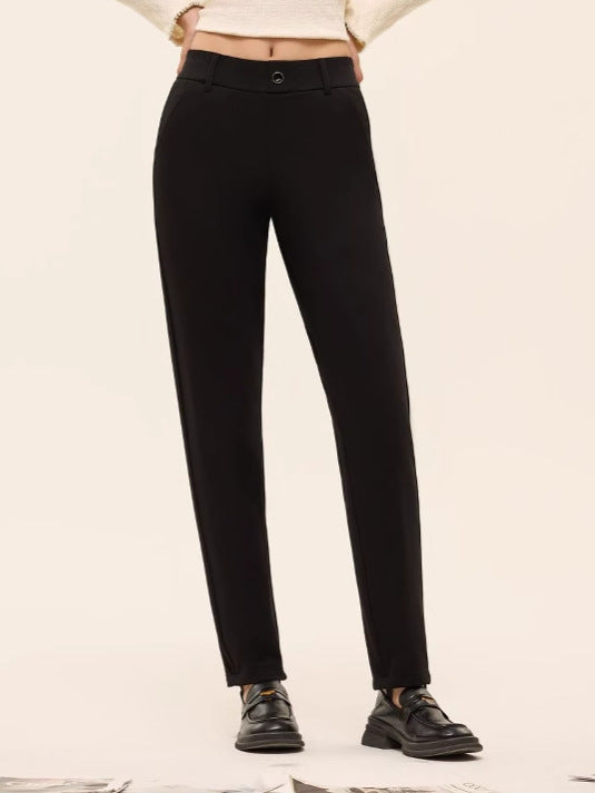 Denim Woollen Trousers Warm Thickened Inner Urban Style Cigarette Pants