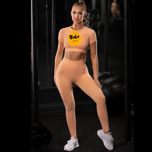 Bake build Crop top Knitted Solid Color Fitness Sports Yoga Wear