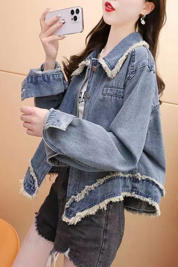 Short Petite Denim Jacket For Women Spring And Autumn