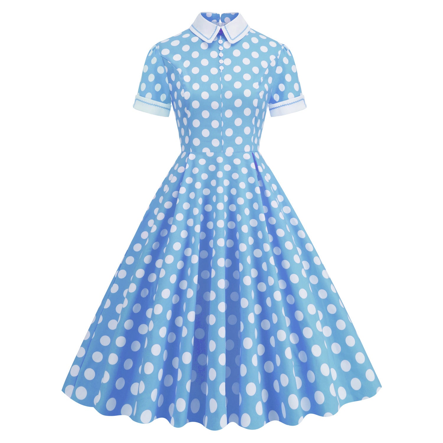 Elegant Polka Dot Photo Maxi Skirt Retro Dress