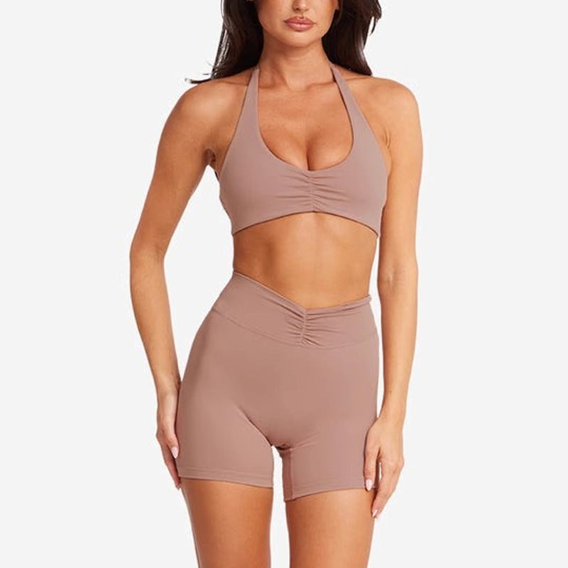 High Strength Nude Feel Yoga Push Up Bras Shockproof Halter Backless Beauty Back Exercise Underwear