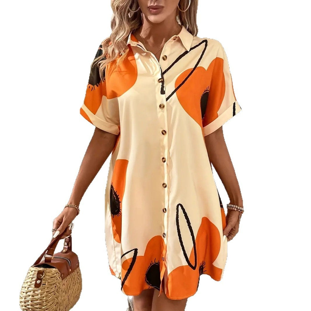 New Printed Fashion Casual Women's Shirt Dress