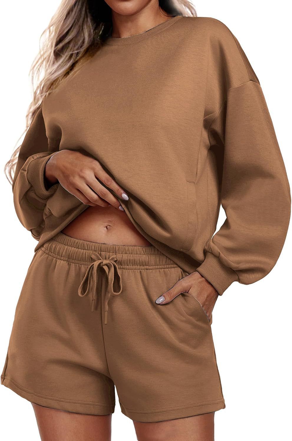 Women's Long-sleeve And Shorts Casual Sportswear Set