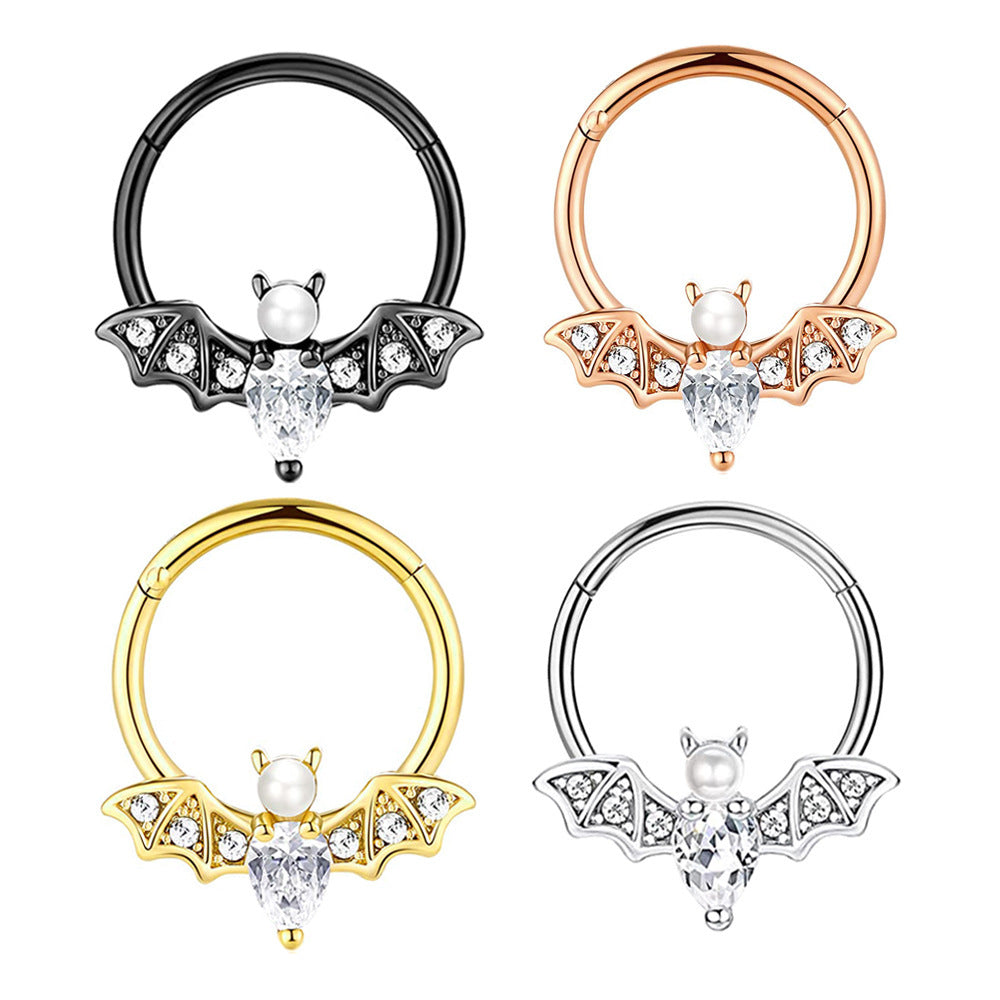 Halloween Bat Closed Zirconium Nose Ring