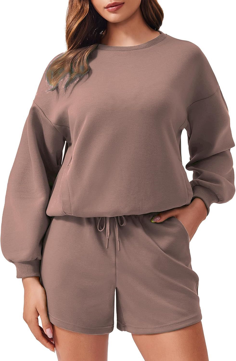 Women's Long-sleeve And Shorts Casual Sportswear Set