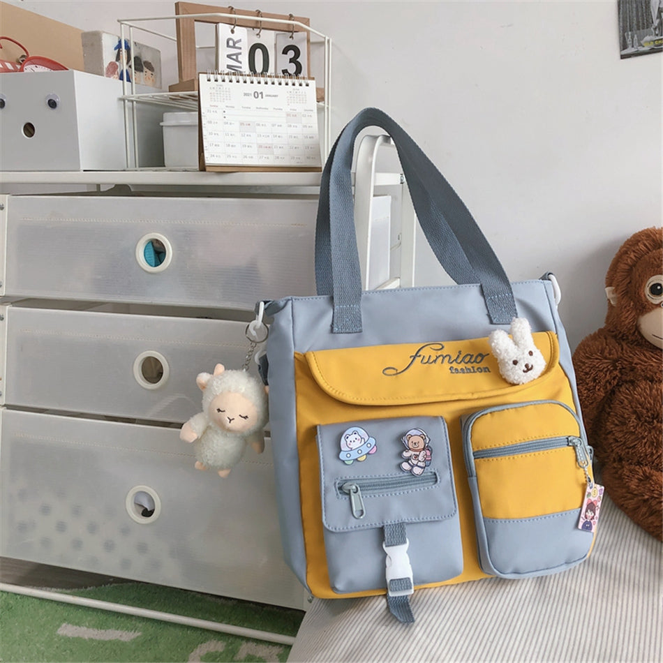 Primary School Students' Cram Bag Canvas Shoulder Messenger Bag